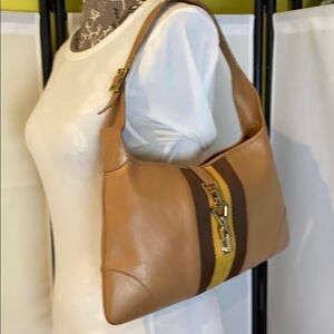 Gucci Vintage Jackie Camel Light Brown Leather Bag